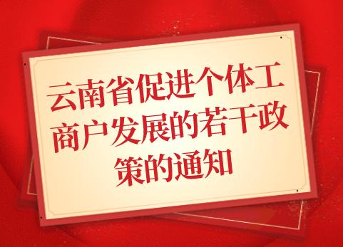 云南省促进个体工商户发展的若干政策的通知